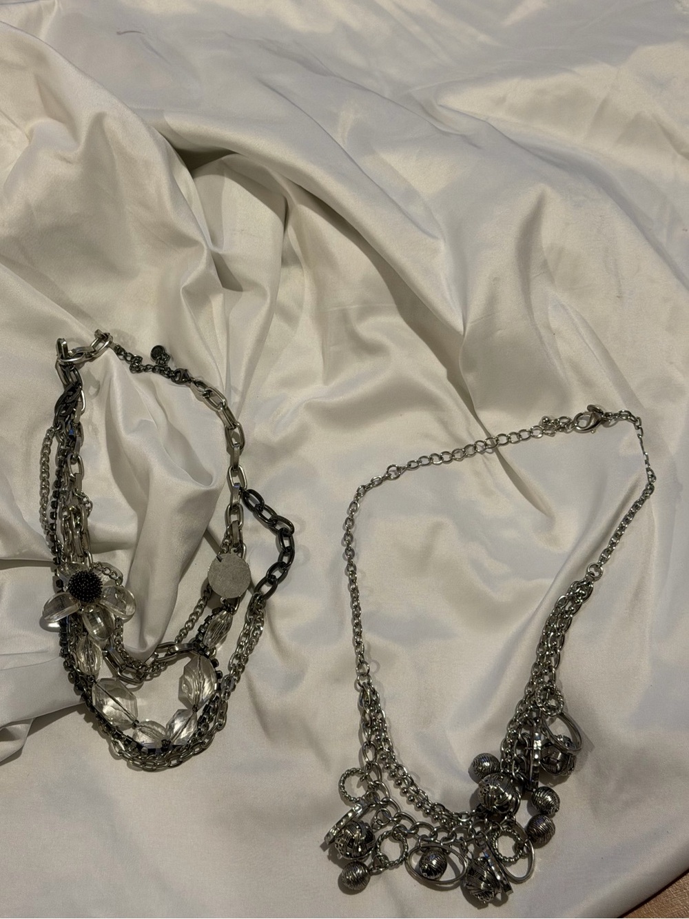 Silver Multi-Chain Statement Necklaces (2) - Women Jewelry